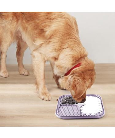 Coomazy Leak Mat for Dogs - 2-Pack Lick Mats with Silicone Spatula & Brush | Slow Feeder Dog Bath & Grooming - Blue & Purple - Buy Online on GoSupps.com