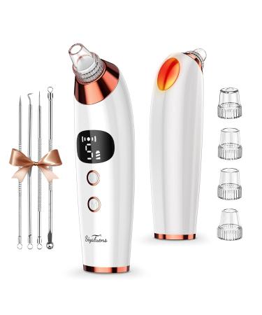 Blackhead Remover Vacuum Pore Cleaner,Siyaluens Facial Pore Acne Comedone Whitehead Extractor with 5 Suction Power & 5 Probes,Hot Compress,3 Beauty Lamps,Electric USB Rechargeable Black Head Suction model2