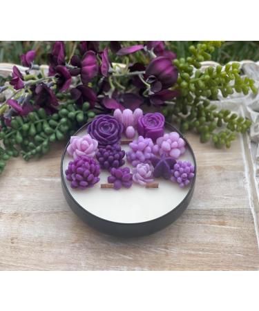 Scented Candles Purple Variety Succulent Candle and-Poured with All-Natural Soy and Coconut Wax Urple Scented Candles