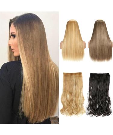 Hair Extensions Straight Hair Extensions 24" Long Straight One Piece 5Clips Clip in Hair Extensions Synthetic Hairpieces for Woman Hair Pieces(SG66 H12-24) 24inches SG66 H12-24 - Buy Online on GoSupps.com