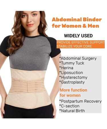 Large Beige Abdominal Binder for Post Surgery & Postpartum Recovery | Belly Band for C Section, Abdomen Support Belt for Men & Women - Buy Online on GoSupps.com