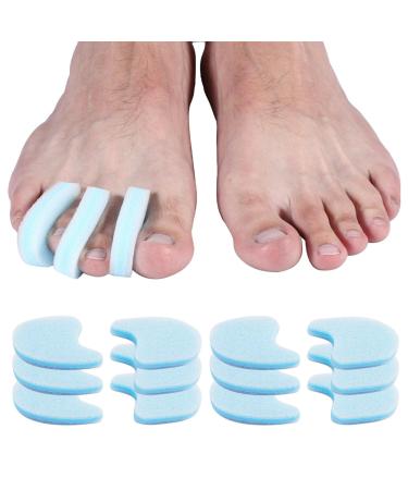 SELOTOKITER 12pcs Foam Toe Separator for Women & Men Toe Spacers Foot Pain Relief and Plantar Fasciitis to Correct Toes Claw Toes Hammer Toes Bunions Big Toe Alignment(Blue)