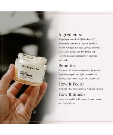 BambuEarth Petitgrain Moisturizer - Vegan Waterless Face Moisturizer with Organic Jojoba Oil and Shea Butter for Hydrated, Balanced Skin - Buy Online on GoSupps.com
