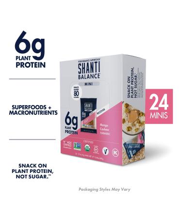 SHANTI BALANCE Mini Bars - Mango Cashew Turmeric | Organic, Gluten-Free Superfood | Immunity Boosting, 6g Plant Protein | RECOVER | 80 Calories | 24 Count - Buy Online on GoSupps.com