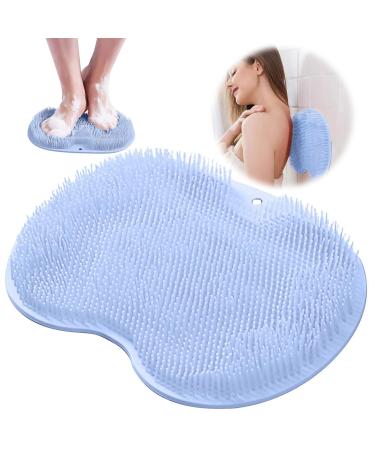 Leonshco foot brush for the shower back scrubber for shower with non -slip suction cups - cleans massages the feet without bending down improves blood flow to the feet and relieves tiredness (blue)