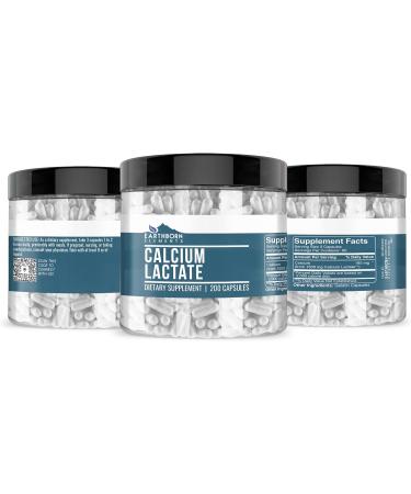 Earthborn Elements Calcium Lactate 200 Capsules - Pure Calcium Supplement for Bone Health - 200 Count Pack - Buy Online on GoSupps.com