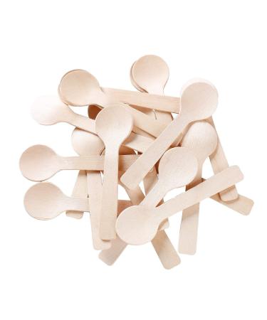 Gmark 4" Mini Wooden Spoons 100 ct, Biodegradable Compostable Birchwood (100pcs/bag) GM1042A