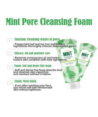 Korean Mint Pore Cleansing Foam - 4.58oz (130g) | Pore Care & Moisturizing Facial Cleanser - International Shipping Available - Buy Online on GoSupps.com