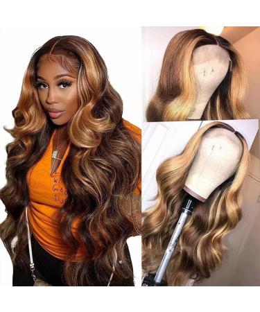 Bele Highlight Brazilian Body Wave Ombre Lace Front Wig 28 inch T-Part 4/27 Color 150% Density Virgin Human Hair - Buy Online on GoSupps.com