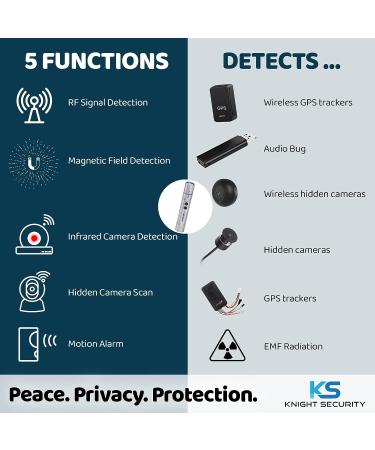 Knight 2.0 Portable Anti Spy Bug and Hidden Camera Detector - 5-in-1 RF Scanner for Hotel and Travel Security - Buy Online on GoSupps.com