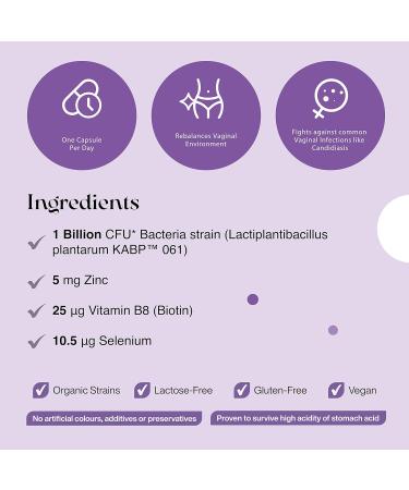 Floradapt Women's Intimate Probiotics | Vegan & Certified Organic Candida Support Women Capsules | Thrush Treatment & Vaginal Health for Ladies | (30 Days Serving) - Buy Online on GoSupps.com