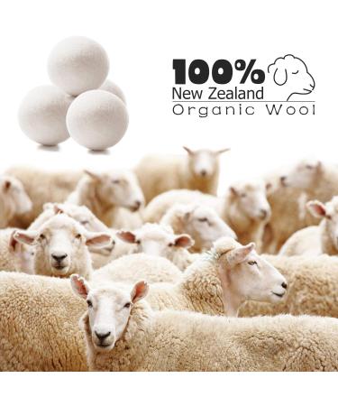 Organic Wool Dryer Balls 4 Pack XL - 100% New Zealand Wool - Natural Fabric Softener - Chemical Free - Reusable - 1000 Loads - Shortens Drying Time & Reduces Wrinkles - Baby Safe & Hypoallergenic - White - Buy Online on GoSupps.com