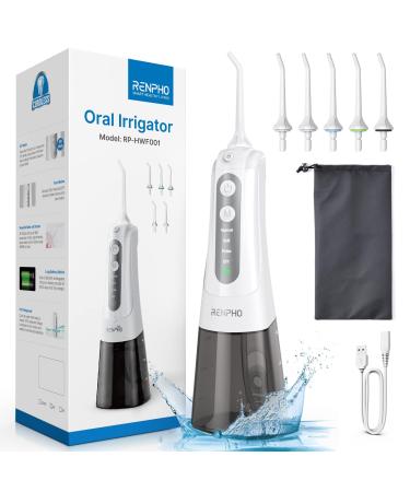 Mouth shower wireless 4 cleaning modes 5 nozzles Renpho mouth shower test winner 300ml water tank tooth shower IPX7 waterproof portable oral error tongue cleaner for oral care & dental care - Buy Online on GoSupps.com