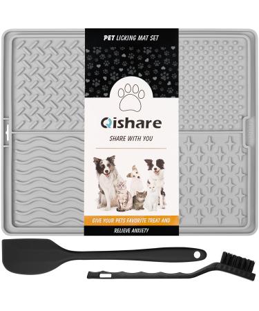 Qishare leak mats for dogs with 1 spatula + 1 brush for easier cleaning peanut butter-leak mat with suction cup suitable for bathing and maintaining pets (gray) - Buy Online on GoSupps.com
