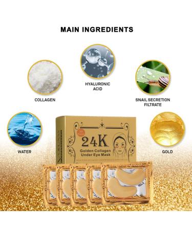 Voluxss 24K Gold Under Eye Treatment Mask - 20 Pairs Crystal Collagen Patches for Puffy Eyes, Dark Circles, Fine Lines & Wrinkles - Anti Aging Eye Gel Pads - Buy Online on GoSupps.com