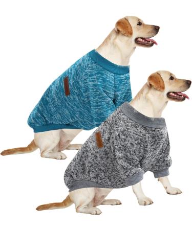 Shop Huisalisiji 5XL Dog Sweater - Warm & Lightweight Sweatshirts for Large Dogs | Soft Elastic Hoodies (Blue & Gray) - 2PCS - Buy Online on GoSupps.com