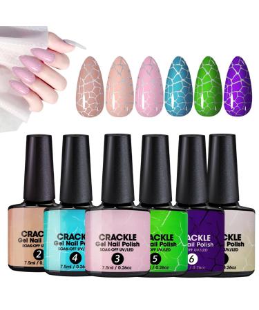 Crackle Gel UV LED Lamp Base and Finish Gel for Cracked Nails Compact Kit for Girlfriend Sister and Women