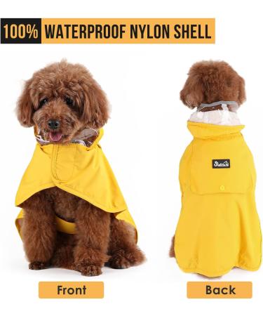 Lukovee Dog Raincoat with Clear Hood & Reflective Rim - Adjustable Waterproof Jacket for Dogs - Yellow - Size Large - Buy Online on GoSupps.com