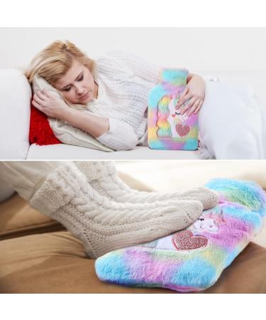 Soft Unicorn Plush Hot Water Bottle with Washable Cover - 1L Natural Rubber - Green - Buy Online on GoSupps.com