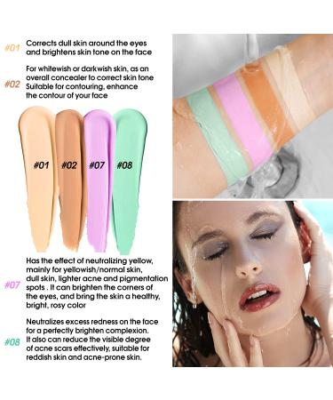 DE'LANCI Color Correcting Concealer Kit - Purple and Green Correctors - Full Coverage Waterproof Makeup - 0.67 Oz - Buy Online on GoSupps.com