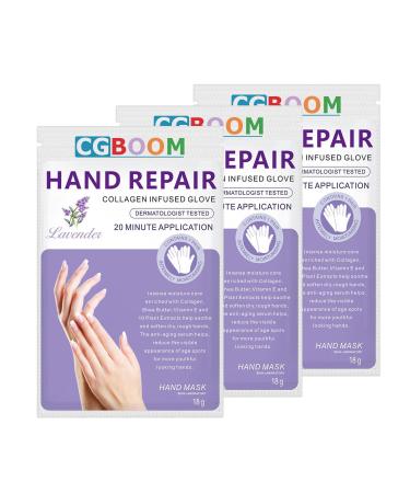 3 Pairs Hands Moisturizing Gloves Hand Skin Repair Renew Mask w/Infused Collagen Moisture Enhancing Gloves for Dry Aging Cracked Hands (Lavender) Classic style - Buy Online on GoSupps.com