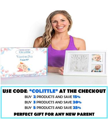 Co Little Baby Handprint & Footprint Kit with Date & Name Stamp - Clay Picture Frame for Newborn - Unique New Mom Gift - Gender-Neutral Keepsake for Baby - White Feet Imprint Mold - Buy Online on GoSupps.com