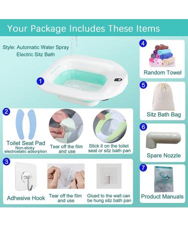 IRWPITW Electric Sitz Bath for Hemorrhoids & Postpartum Care - Foldable Green Basin with Water Spray - Sits Bath Salts Included - Buy Online on GoSupps.com