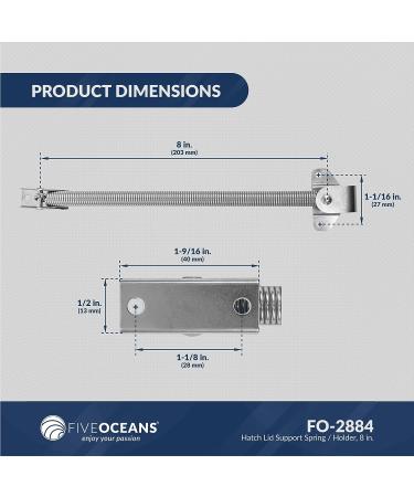 Five Oceans 8 AISI316 Stainless Steel Hatch Lid Support Spring/Holder - 2 Pack - Buy Online on GoSupps.com