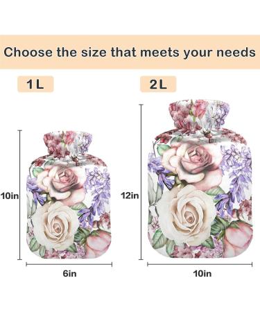 Naanle Hot Water Bottle with Cover - Pink Flowers for Back Pain Relief & Cold Therapy | 1L Transparent Heat Bottle - Buy Online on GoSupps.com