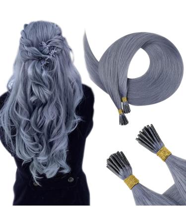 Runature gray blue bonding extensions real hair gray blue i tip real hair extensions bonding keratin hair recovery real hair 50cm 20 inch 25g 25 strand 50cm itip#light blue - Buy Online on GoSupps.com