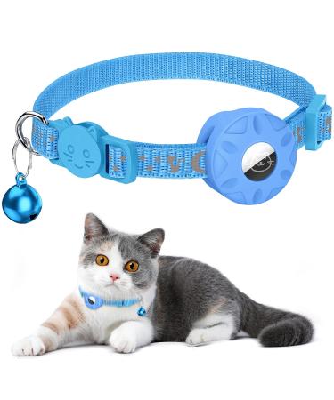 Airtag cat neck band integrated cat necklace Airtag with Airtag holder and bell reflective cat neck tape with a stoppable safety buckle for kitten puppies (blue) - Buy Online on GoSupps.com