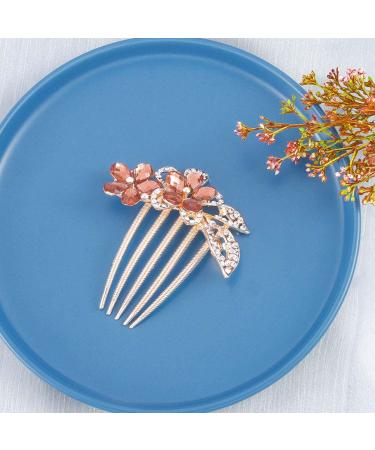 Bohend Rhinestone Flower Hair Comb - Champagne Wedding Hair Accessories for Women & Girls - Buy Online on GoSupps.com