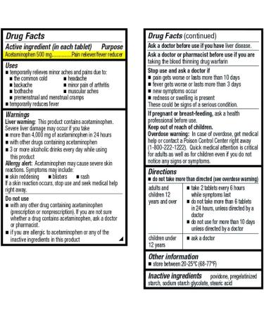 Quality Choice Acetaminophen 500 mg Extra Strength Tablets for Pain and Fever Relief. Value Size 100 Count Bottle - Buy Online on GoSupps.com