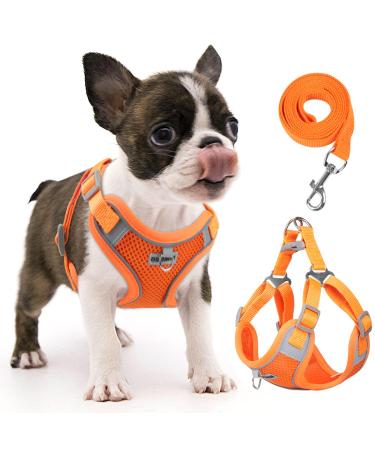 Rennaio dog harness no pull adjustable puppy dishes with 2 linen clips ultra breathable upholstered padded breast dishes and leash set for small and medium-sized dogs (pumpkin s) pumpkin s - Buy Online on GoSupps.com
