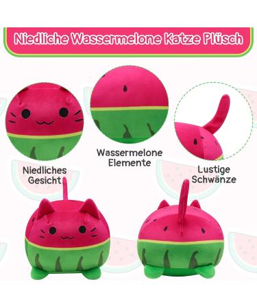 Desdfcer Plush Cat Pillow - 3D Kawaii Watermelon Cat Toy for All Ages - Cute 8in Plushies for Cat Lovers - Buy Online on GoSupps.com