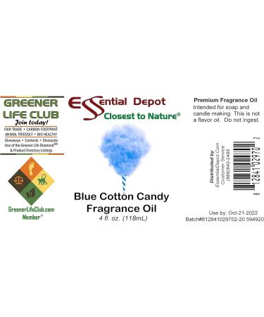 Blue Cotton Candy Fragrance Oil - 4 oz Amber Glass Bottle - Aromatic Oil for Candles Soaps & DIY Projects - Buy Online on GoSupps.com