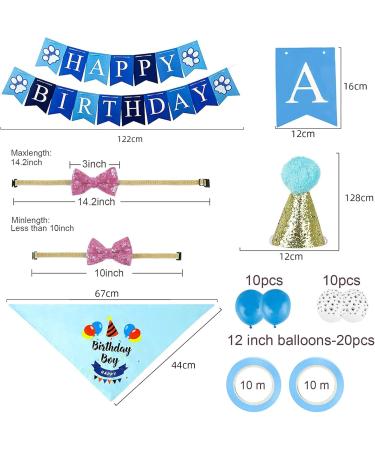 Dog Birthday Party Accessories: Bandana Hat Set Happy Birthday Banner & Paw Print Balloons for Pet Girls - Buy Online on GoSupps.com