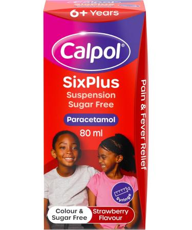Calpol SixPlus Suspension Sugar Free Strawberry Flavour 6+ Years 80 ml
