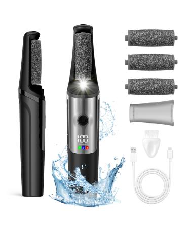 Electric Callus Removers for Feet Smooth Pedicure Wand Rechargeable Electric Foot File Professional Pedicure Tools for Dry Dead Cracked Hard Skin at Home Feet Spa Care Kit for Men & Women Black