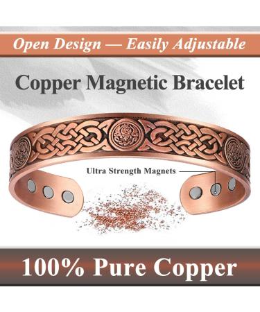 VicMAG Copper Magnet Hardship Bracelet for Men - Arthritis Pain Relief - Adjustable Pure Copper Cuff with Celtic Knot Gift Box - Buy Online on GoSupps.com