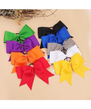 8 Jumbo Large White Cheer Bow Ponytail Holders Pack with Elastic Band - Set of 21 for Cheerleading & Sports - Buy Online on GoSupps.com