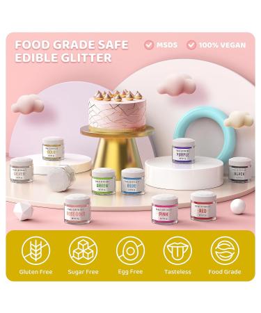 Edible Glitter Set - Red & Pink Powder for Drinks Cakes & Desserts (2x4g) | Tasteless Glitter for Cocktails Champagne & Chocolates - Buy Online on GoSupps.com