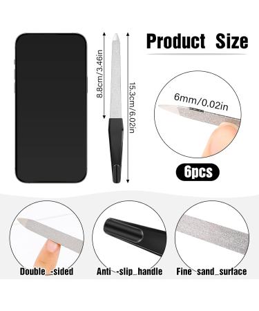 6-Piece Professional Metal Nail File Set Double-Sided Black Nail Files for Natural Nails Manicure & Pedicure - Non-Slip Handle | Perfect for Fingernails & Toenails - Buy Online on GoSupps.com