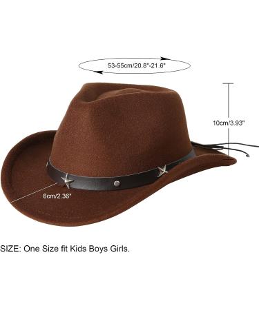 Jastore Kids Western Cowboy Cowgirl Hat with Buckle Belt Felt Fedora - Coffee, 4-12 Years - Buy Online on GoSupps.com