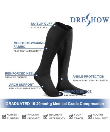 DRESHOW Compression Socks for Women & Men | 3 Pack for Sports Running Air Travel & Cycling | L-XL - Buy Online on GoSupps.com