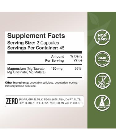 Gade Nutrition Triple Magnesium Complex with Magnesium Glycinate Magnesium Malate & Magnesium Taurate | Pure Magnesium Supplement for Sleep and Calm Veggie Capsules | Made in USA Magnesium Triple 90 Count (Pack of 1) - Buy Online on GoSupps.com