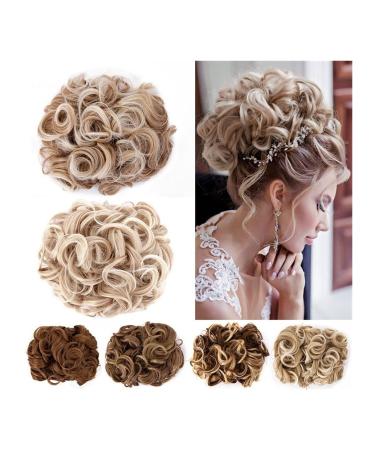 Messy Bun Hair Piece for Women Synthetic Hair Bun Curly Chignon Short Messy Wave Curly Hair Bun Extension Comb Clip in Ponytail Extension Updos Hairpieces for Women Fake Hair Accessories for Women Color2