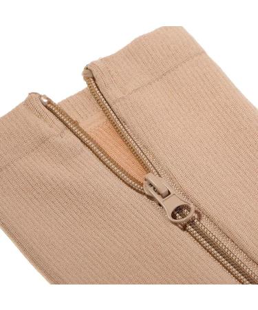 Zipper Compression Socks - Support Stockings for Varicose Veins & Swollen Legs | Open Toe Wadenh he | Ideal for Running & Nursing | XXL Beige - Buy Online on GoSupps.com