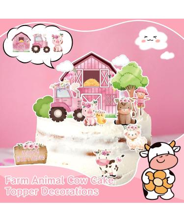 MEMOVAN Farm Cake Toppers 14pcs Farm Animal Chicken Sheep Pig Cow Cupcake Topper Picks Farm Cow Cake Decorations for Barnyard Farm Cow Birthday Baby Shower Party - Buy Online on GoSupps.com