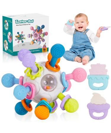 Grriopi Teething Toys for Baby Baby Toys 0-6 Months Baby Sensory Toys for Babies Montessori Toys for Babies 6-12 Months Silicone Teether Toy Baby Teether 0-6 Months Toys for 0-12 Months Old Babies